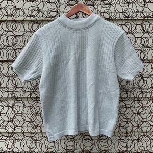 Vintage silver metallic knit short sleeve sweater